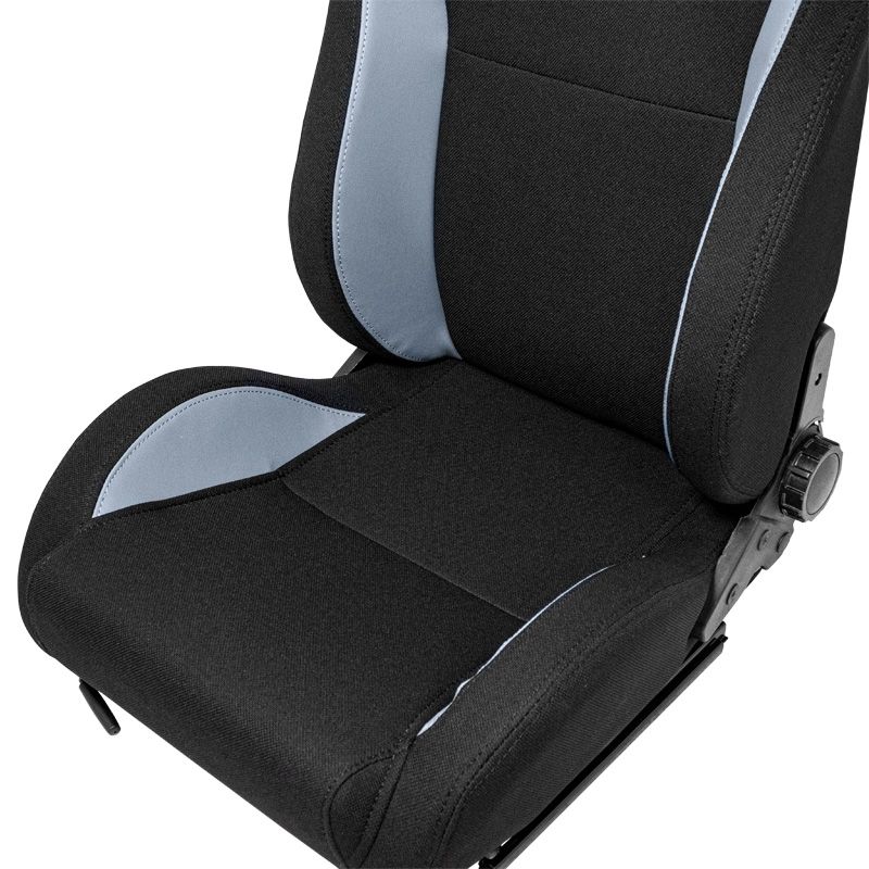 Siège baquet 'MR' - Simili Cuir Noir + Gris Textile Pine - Dossier réglable - incl. glissières