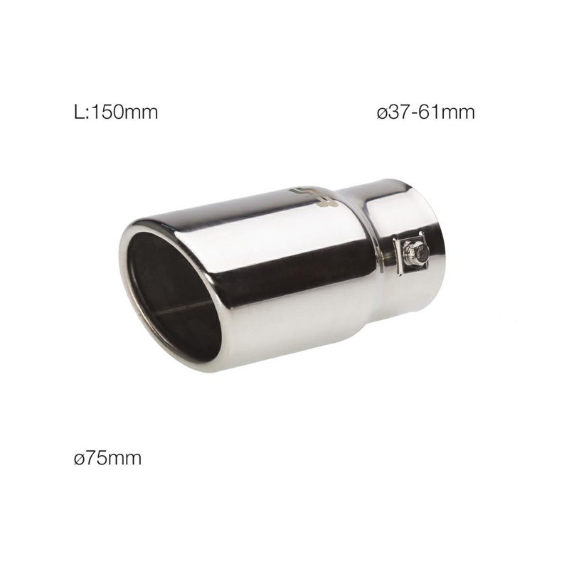 Simoni Racing Embout d'Échappement Ovale/Oblique Inox - 77x72xL140mm - Montage ->62mm