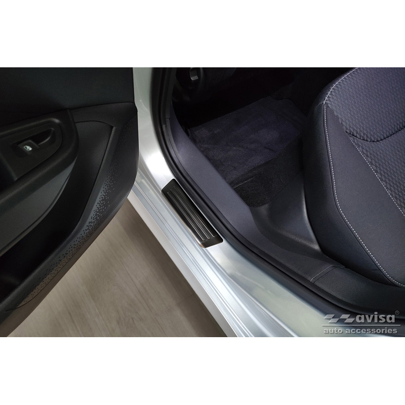 Seuils de portes inoxydable noir sur mesure pour Skoda Fabia IV Hatchback 2021- 'Special Edition' - 4-pièces