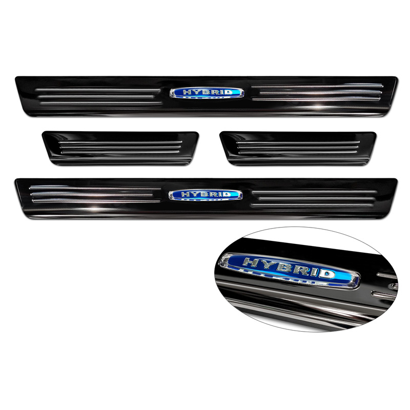 Seuils de portes inoxydable noir sur mesure pour Ford Kuga III 2019-2024 & FL 2024- 'Hybrid' - 4-pièces