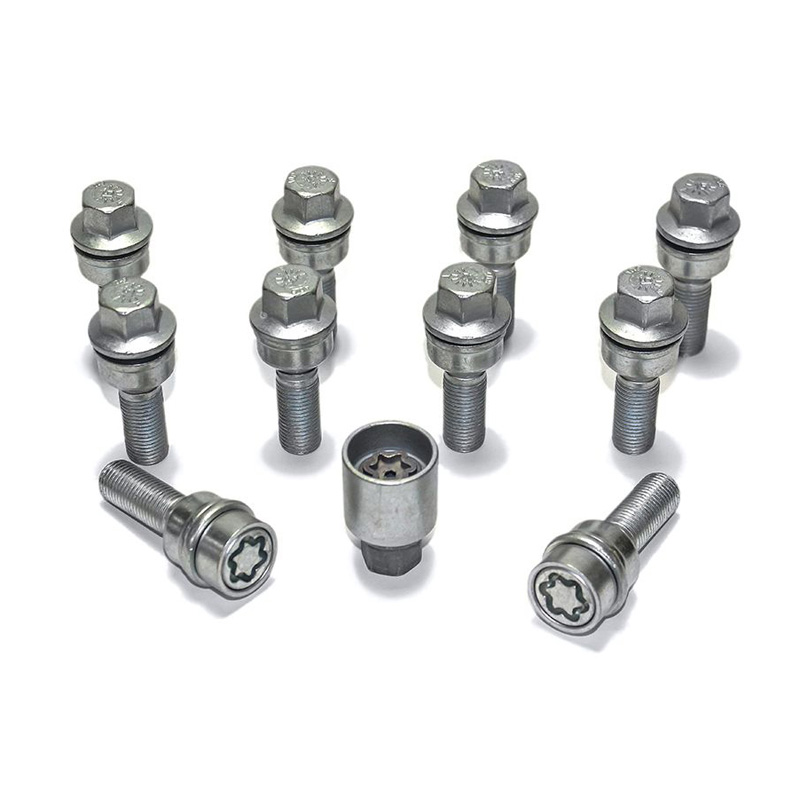 Jeu de Boulons de roue H&R sphérique avec cône mobile R14 M14x1.50 - Longueur 35mm - 10 pièces (p.e. sur mesure pour Audi Q3, Q5) - antivol de roue inclus