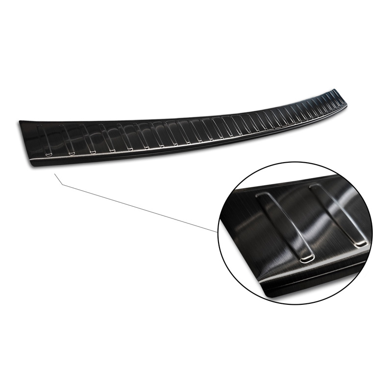 Protection de seuil arrière inox noir sur mesure pour Suzuki Vitara II 2015-2018 & FL 2018- inkl. Hybrid 'Ribs'