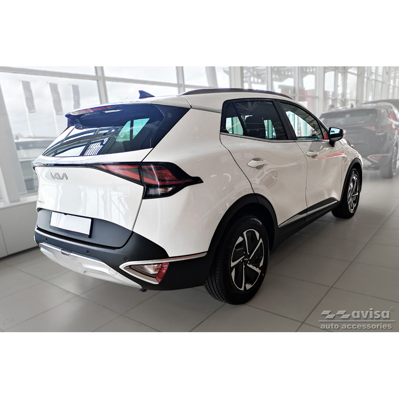 Protection de seuil arrière inox noir sur mesure pour Kia Sportage V 2021- 'Ribs'