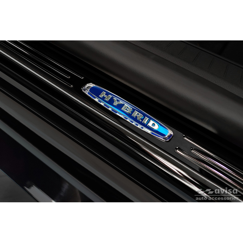 Seuils de portes inoxydable noir sur mesure pour Ford Kuga III 2019-2024 & FL 2024- 'Hybrid' - 4-pièces
