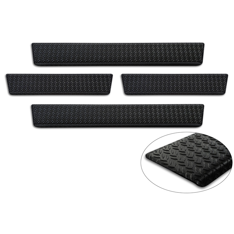 Seuils de portes aluminium 'Riffled Plate' sur mesure pour Ford Ranger VI 2022- & Volkswagen Amarok II 2023- - 4-pièces - Noir