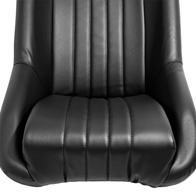 Siège baquet 'Classic' - Simili Cuir Noir - Dossier fixe + Appuie-tête - incl. glissières
