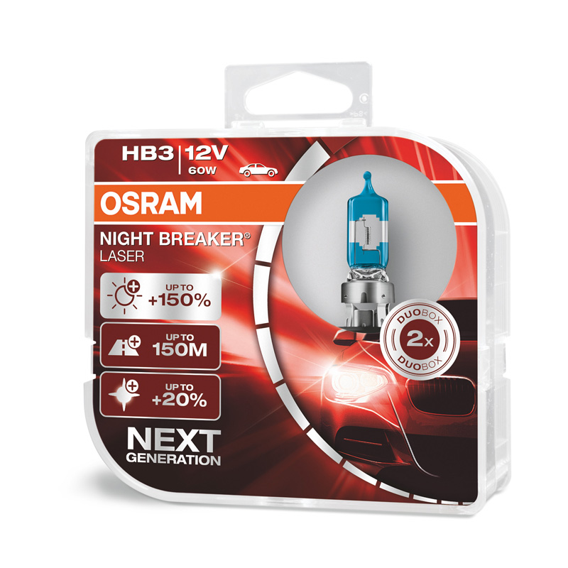 Osram Night Breaker Laser Ampoules Halogène - HB3 (9005) - 12V/60W - set à 2 pièces