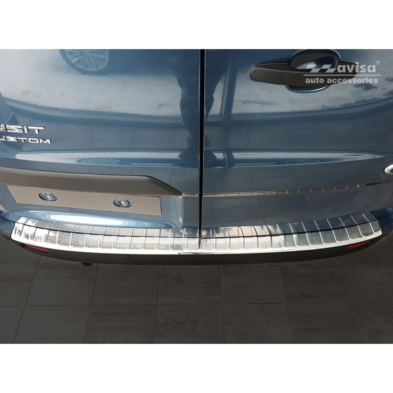 Protection de seuil arrière inox sur mesure pour Ford Transit/Tourneo Custom 2012-2018 & 2018-2023 'Ribs'
