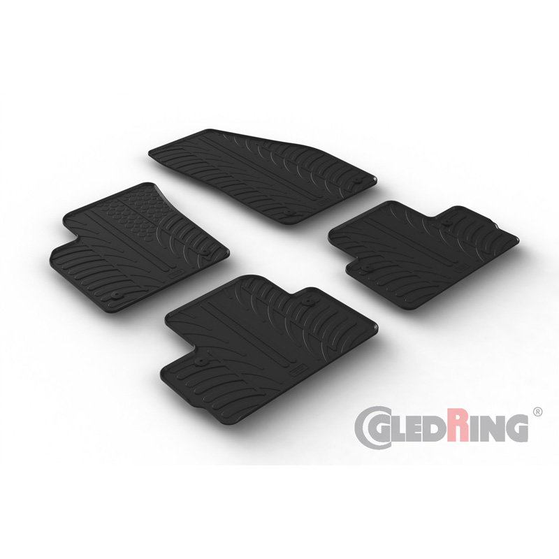 Set tapis de caoutchouc sur mesure pour Volvo C30 2006-2013 (T profil 4-pièces + clips de montage)