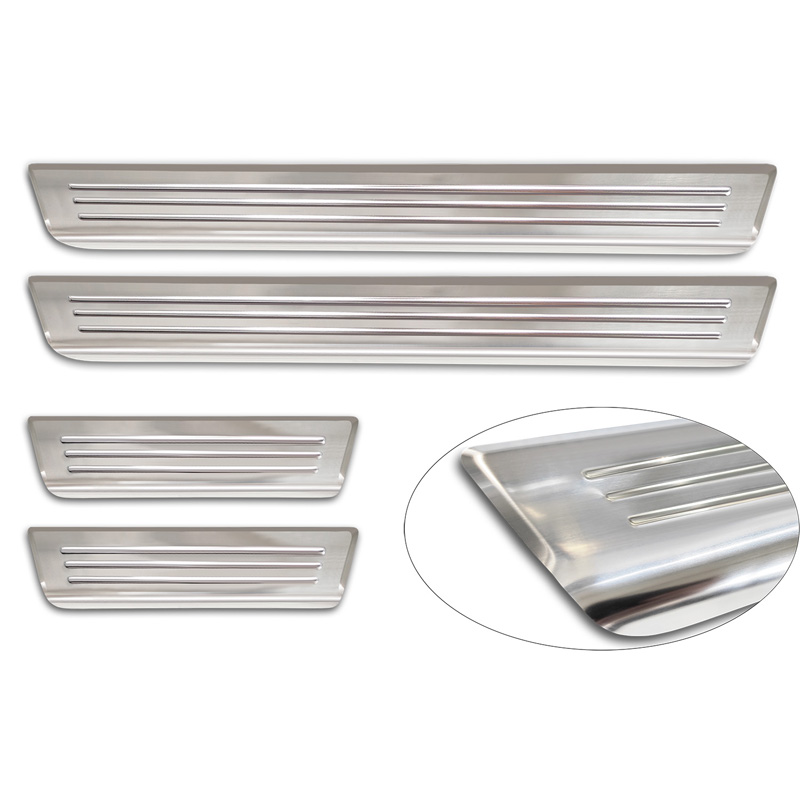 Avisa Seuils de portes inoxydable sur mesure pour Hyundai Kona II 2023- / MG 3 2024- / MG ZS II 2024- 'Lines' - 4-pièces