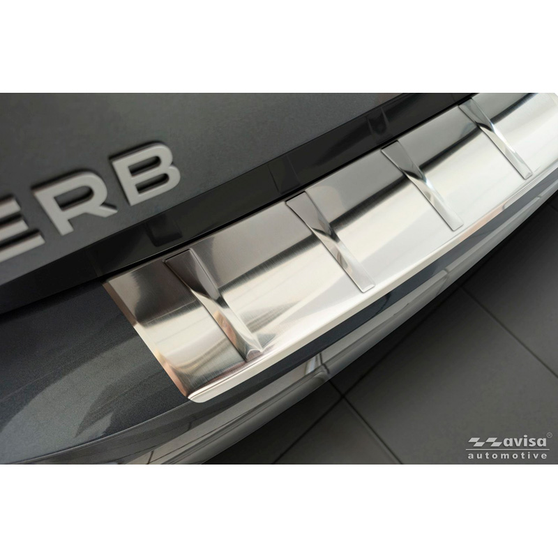 Avisa Protection de Seuil de Coffre Acier Inox sur mesure pour Skoda Superb IV Liftback 2024- - Argent