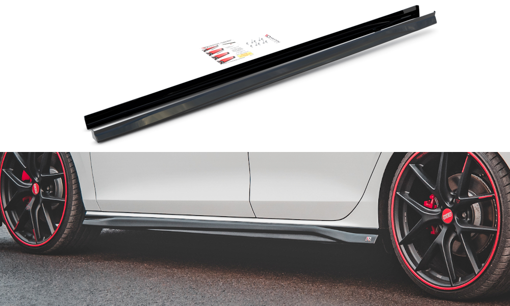 Zijskirts V.3 Volkswagen Golf 8 GTI / GTI Clubsport / R-Line Maxton Glans Zwart