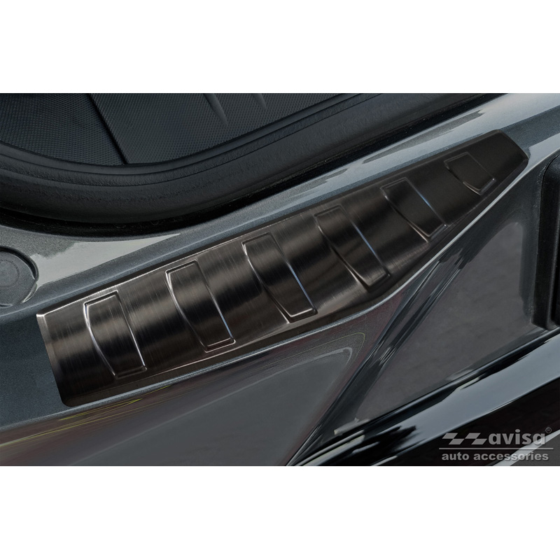 Protection de seuil arrière inox noir sur mesure pour Ford Mustang Mach-E 2020- 'Ribs' (2-pièces)