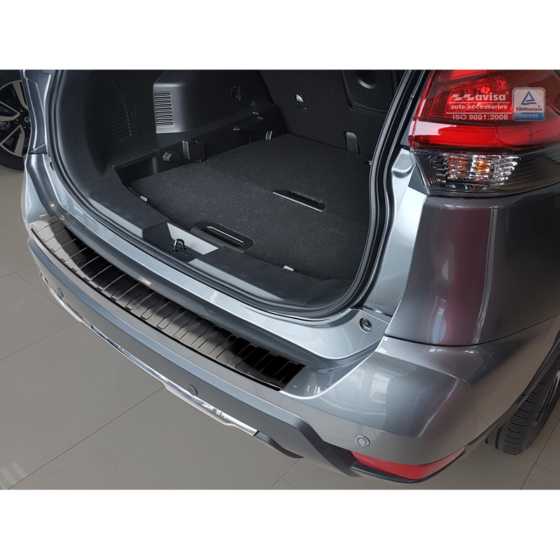 Protection de seuil arrière inox noir sur mesure pour Nissan X-Trail III (T32) Facelift 2017-2021 'Ribs'