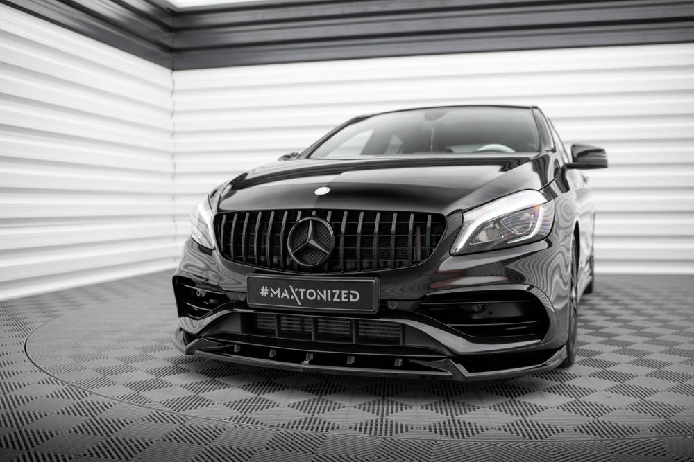 Voorspoiler V.2 Mercedes A Klasse AMG Line W176 FL Maxton Glans Zwart
