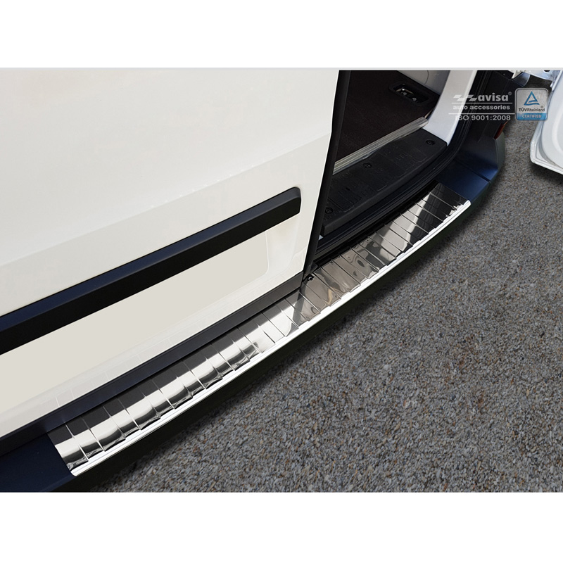 Protection de seuil arrière inox Chrome sur mesure pour Volkswagen Crafter & MAN TGE 2017- 'Ribs'