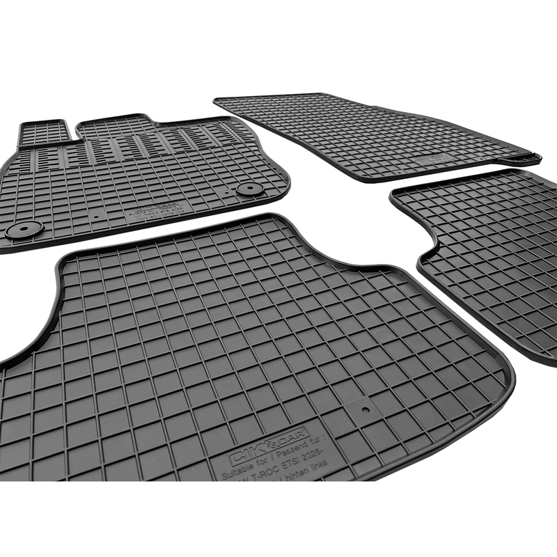 CIKCAR Set tapis de caoutchouc sur mesure pour Volkswagen T-Roc II eTSi 2025- (4-pièces + points de fixage)