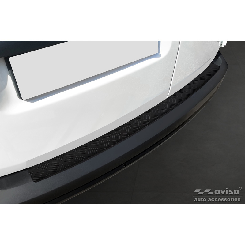 Protection de seuil arrière en aluminium noir mat sur mesure pour Volkswagen Caddy 2004-2015 & FL 2015-2020 'Riffled Plate'