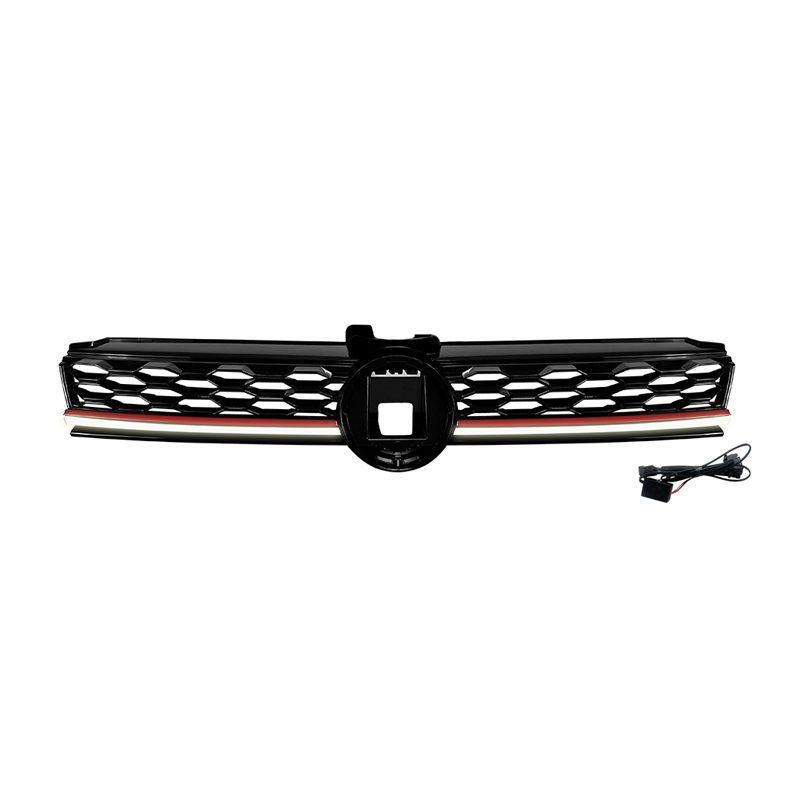Grill en Optique-GTI avec Bande-LED sur mesure pour Volkswagen Golf VII (7.5) HB/Variant Facelift 2017-2020