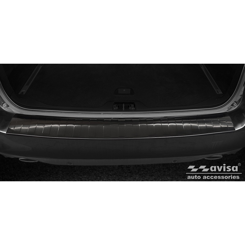 Protection de seuil arrière inox noir sur mesure pour Volkswagen Volvo V70 Facelift 2013-2016 'Ribs'