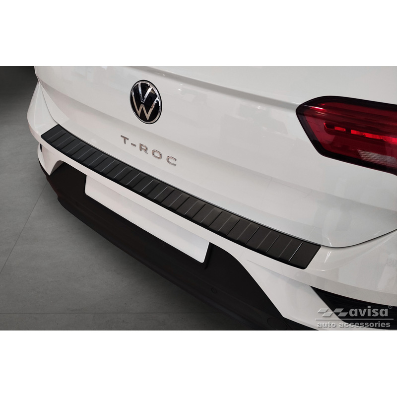 Protection de seuil arrière inox noir mat sur mesure pour Volkswagen T-Roc 2017-2022 & Facelift 2022- incl. Cabrio 'Ribs'
