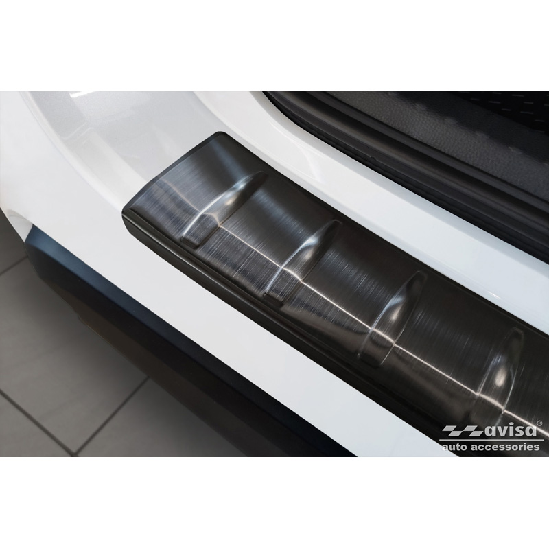 Protection de seuil arrière inox noir sur mesure pour Mazda 2 Hybrid 2022- 'Ribs'