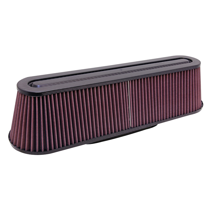 K&N Filtre à Air universel - avec fibre de carbone - raccord ovale de 83x229mm, 476mm x 127mm base, 425mm x 76mm du haut, 117mm hauteur  (RP-5161)