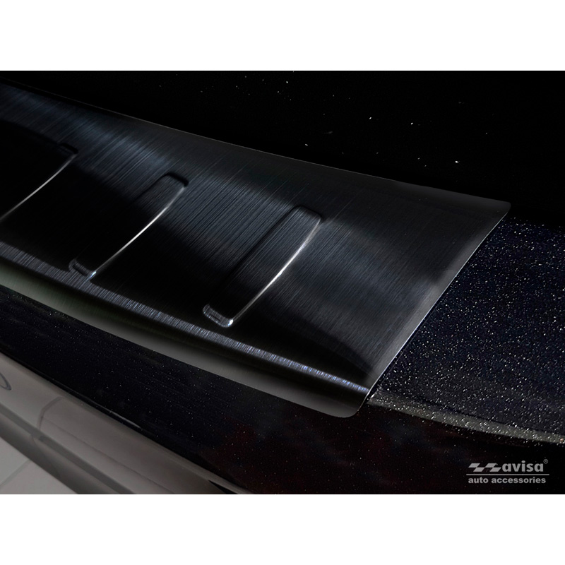 Protection de seuil arrière inox noir sur mesure pour Opel Zafira C Tourer 2012-2016 & Facelift 2016- 'Ribs'