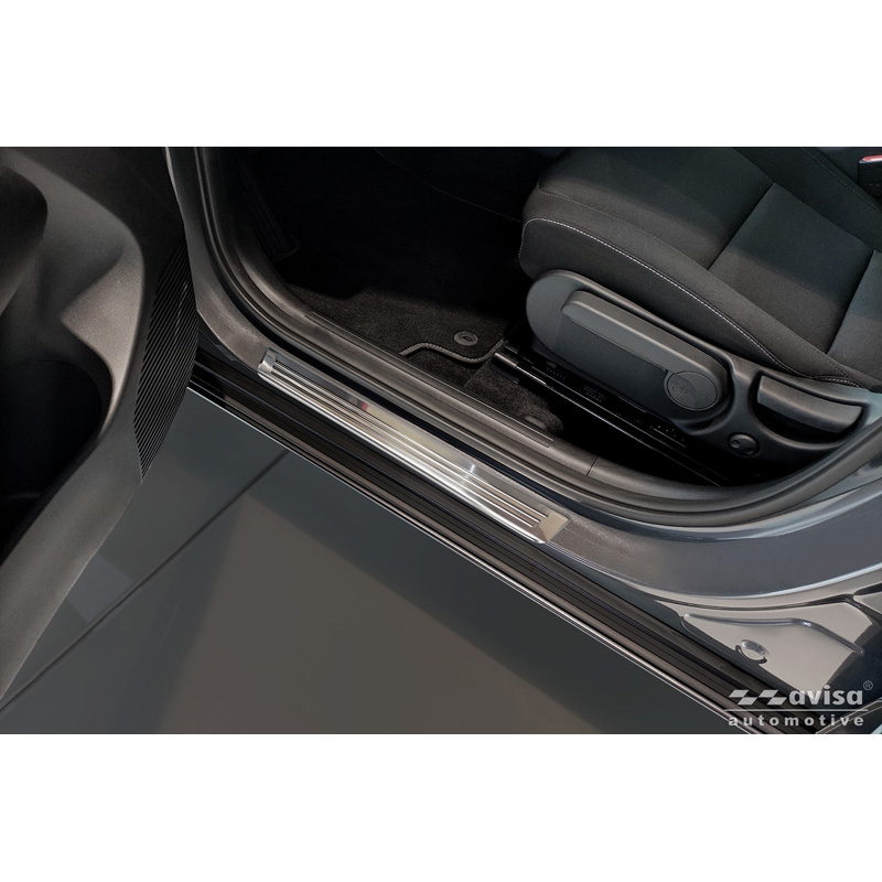 Avisa Seuils de portes inoxydable sur mesure pour Hyundai Kona II 2023- / MG 3 2024- / MG ZS II 2024- 'Lines' - 4-pièces