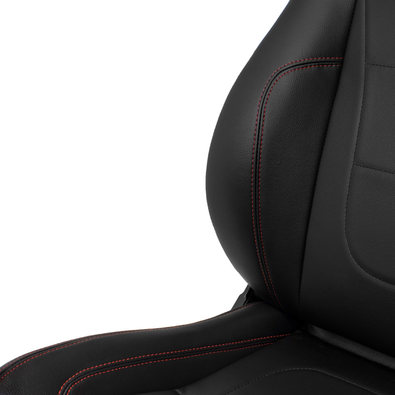 Siège baquet 'Retro II' - Simili Cuir Noir + Surpiqûres rouge - Dossier réglable - incl. glissières