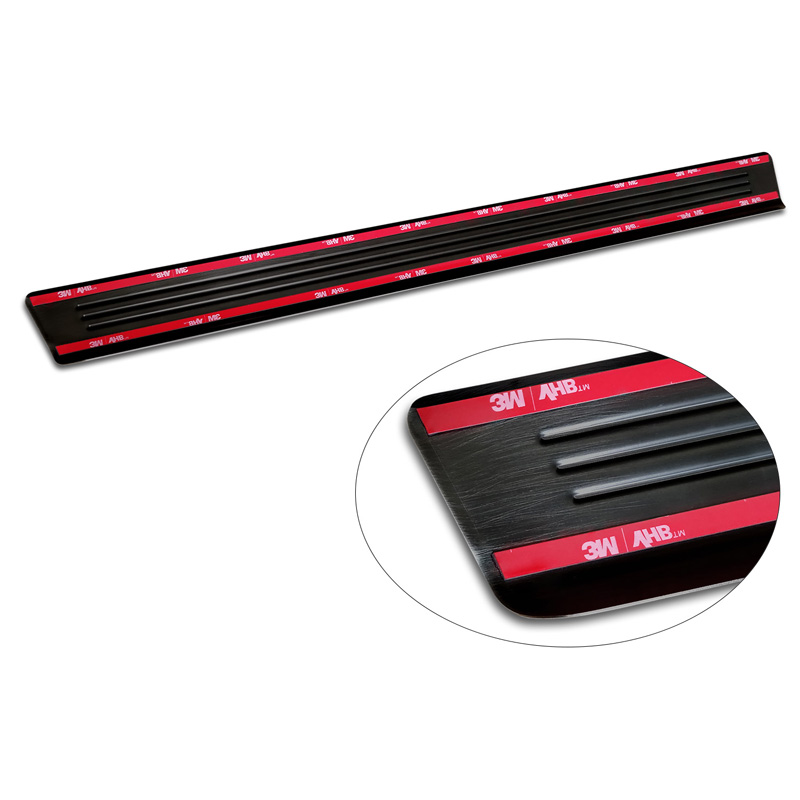 Seuils de portes inoxydable noir sur mesure pour Hyundai Kona II 2023- / MG ZS II 2024- & MG 3 III 2024- - 'Lines' - 4-pièces