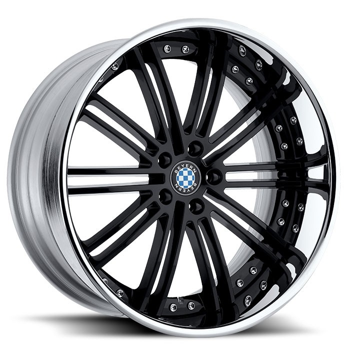 Velgen Beyern Baroque 19x8,5 5x120 ET30 Glanzend Zwart + Chromen