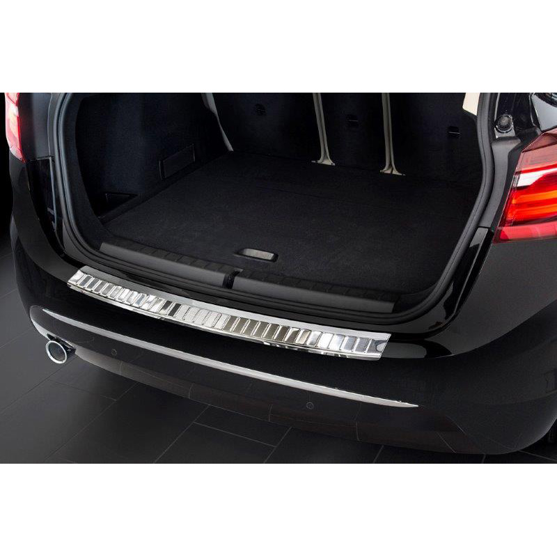 Protection de seuil arrière inox sur mesure pour BMW Série 2 F45 Active Tourer 2014-2018 & FL 2018- (excl. M-Sport) 'Ribs'