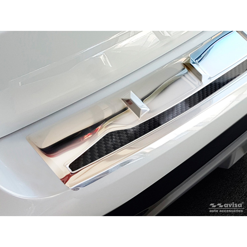 Protection de seuil arrière inox 'Deluxe' sur mesure pour BMW X5 G05 Paquet M 2018- 'Performance' excl. M-Competition Argent/Carbone Noir