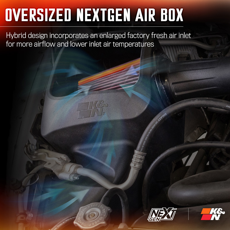 K&N NextGen d'admission d'air froid  sur mesure pour RAM 1500/2500/3500 2009-2018 & 1500 Classic 2019-2024 5.7L V8 (50-1561)