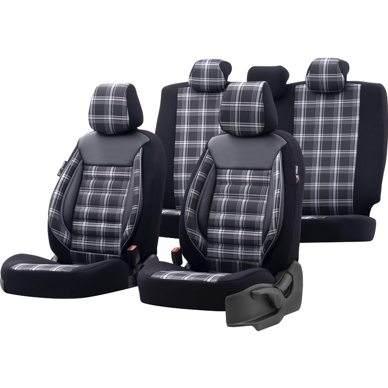 Housse de sièges universel en textile 'Sports' Noir/Gris - 11-pièces - adapté aux Side-Airbags