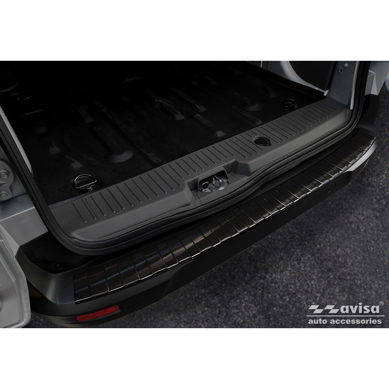 Protection de seuil arrière inox noir sur mesure pour Ford Tourneo Connect/Transit Connect 2014-2017 & FL 2017-2022 'Ribs'
