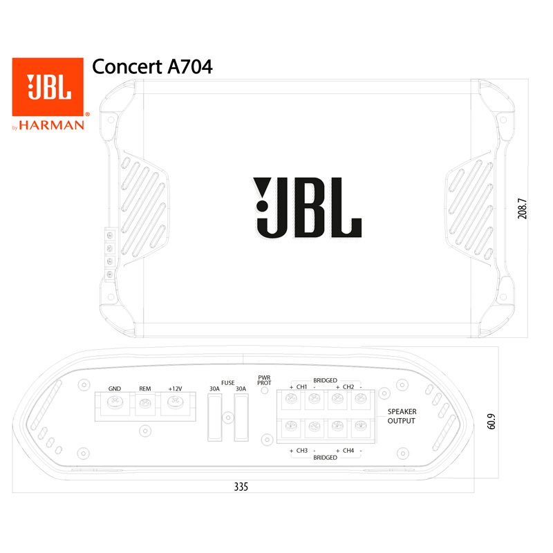 JBL Concert A704 4-Canaux Amplificateur (1000W)