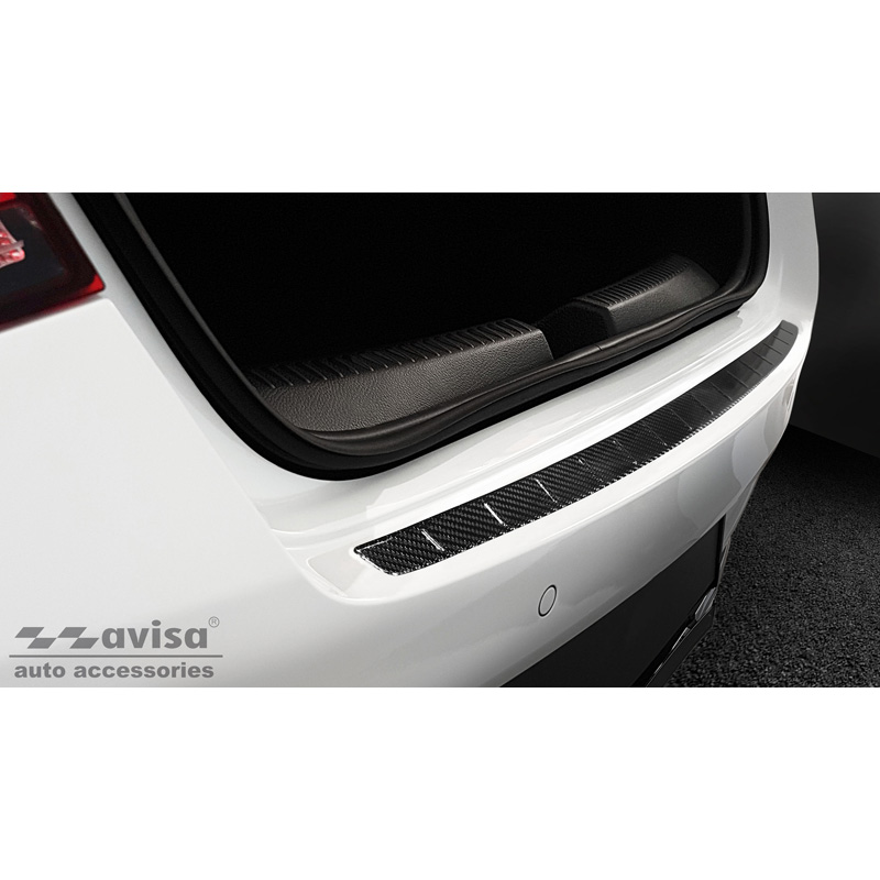 Protection de seuil arrière carboné 3D sur mesure pour Mercedes CLA II (C118) Sedan 2019- 'Ribs'