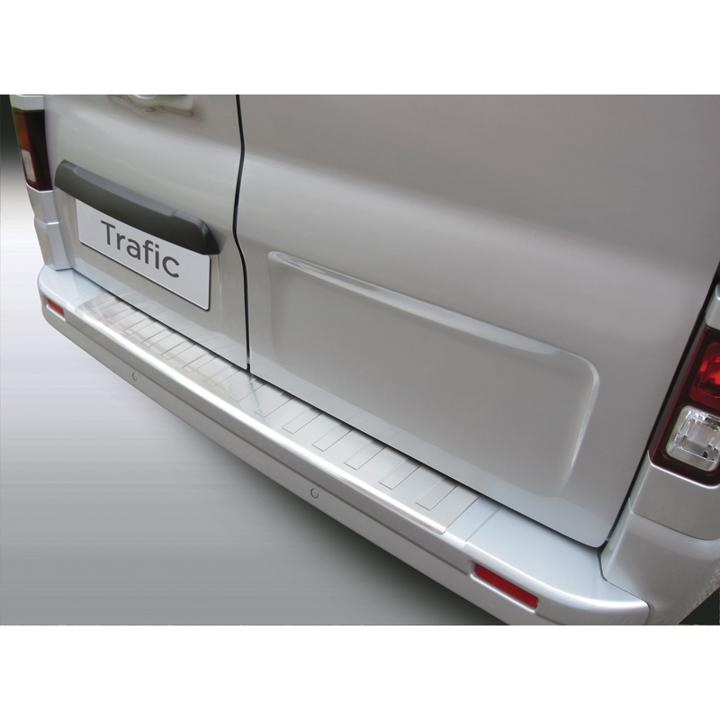Protection de seuil arrière (ABS) sur mesure pour Opel Vivaro 2014-2019 / Renault Trafic 2014- / Nissan NV300 2016- / Nissan Primastar 2022- / Fiat Talento 2016- Argent 'Ribbed'