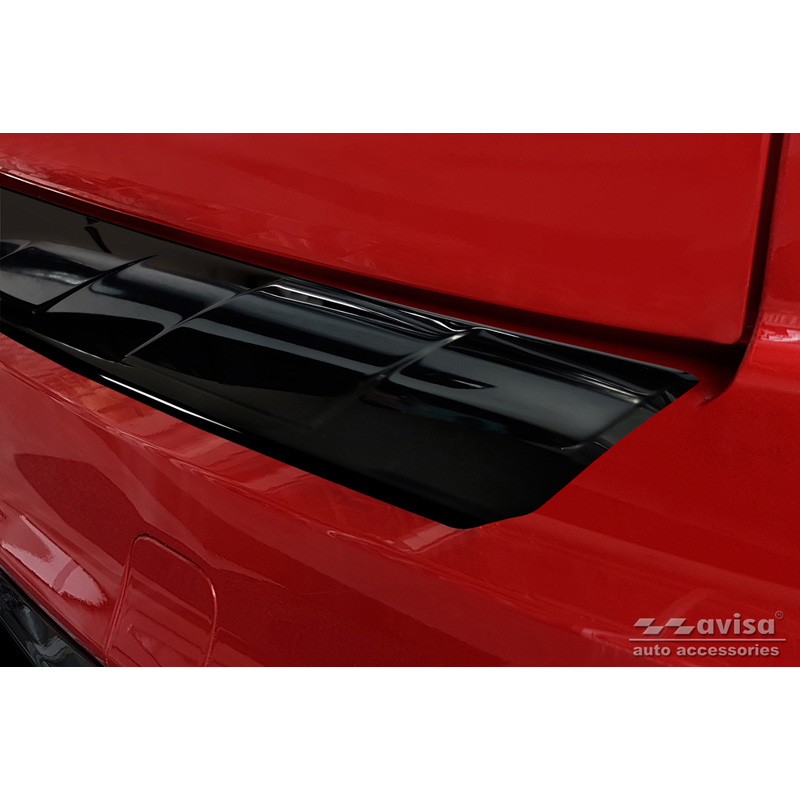 Protection de seuil arrière inox Noir-Chromé sur mesure pour Ford Kuga III ST-Line/Hybrid/Vignale 2019-2024 & FL 2024-  'Ribs'