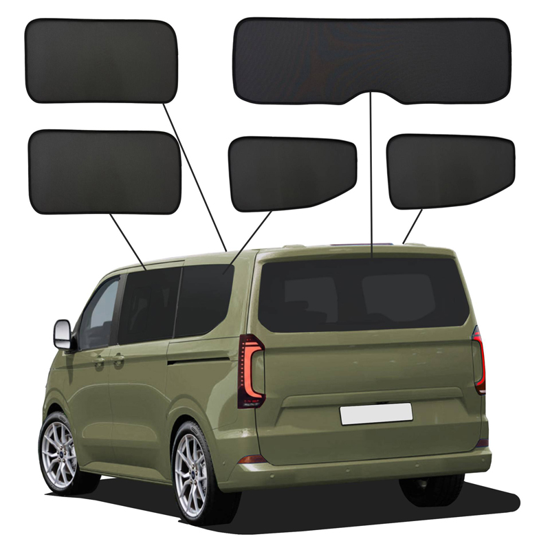 SunClip Protection visuelle & solaire sur mesure pour Volkswagen T7 Caravelle (L1) 2024- & Ford Tourneo Custom (L1) 2023- sans vitres entrebâillantes
