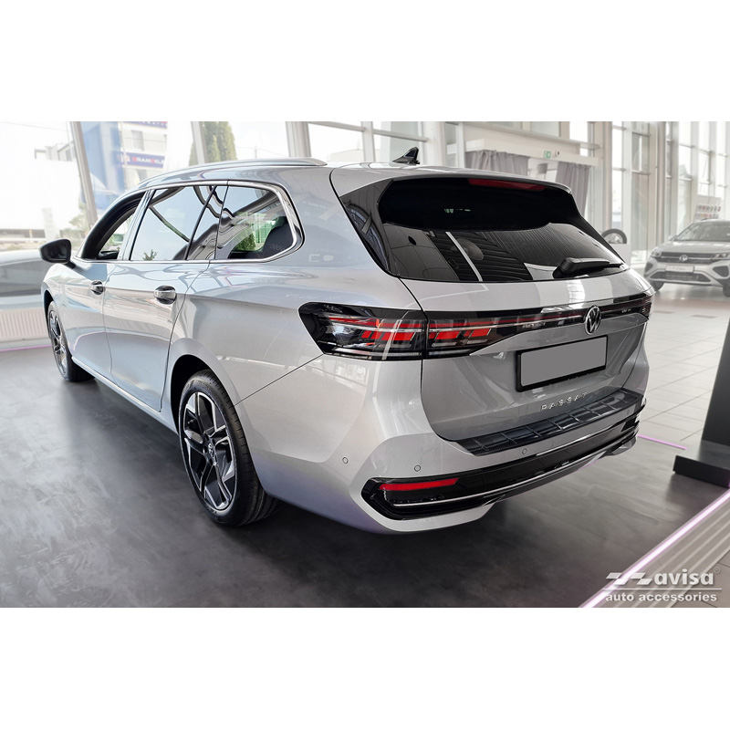 Protection de seuil arrière carboné 3D sur mesure pour Volkswagen Passat (CJ5) incl. R-Line & Hybrid 2023- 'Ribs'