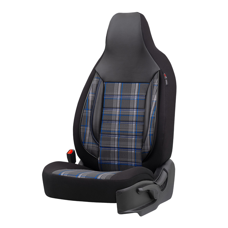 Housse de sièges 'CityBug' universel en textile 'Sports' Noir/Gris/Bleu - 9-pièces - adapté aux Side-Airbags