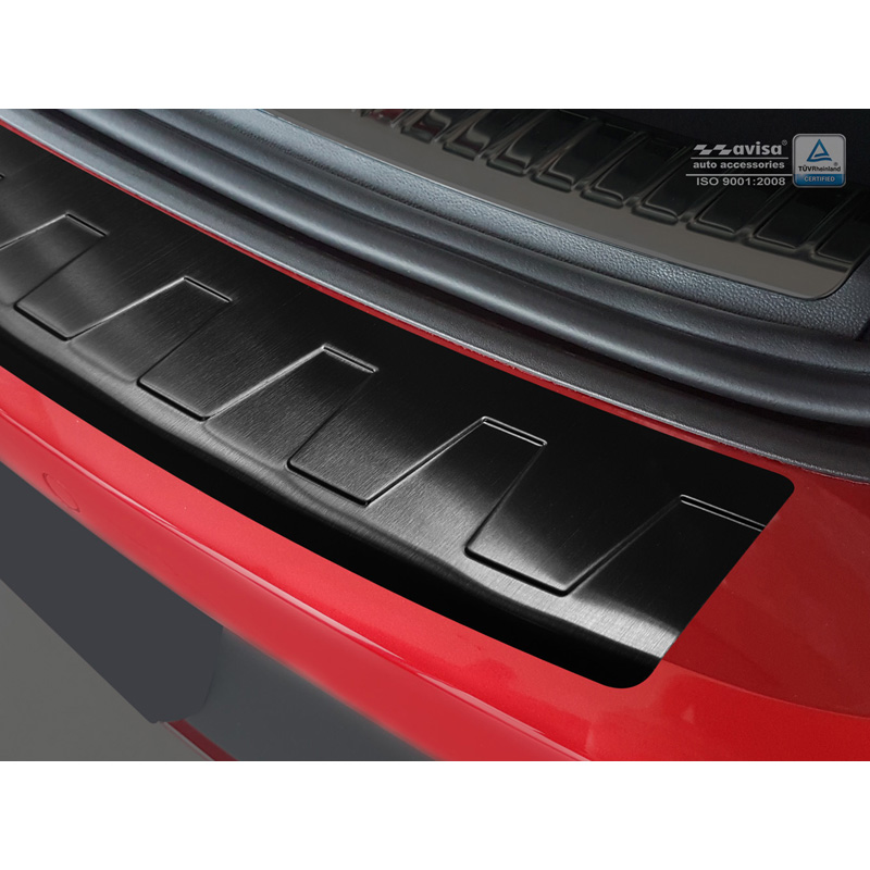 Protection de seuil arrière inox noir sur mesure pour Seat Leon (5F) ST 2013-2017 & 2017- 'Ribs'