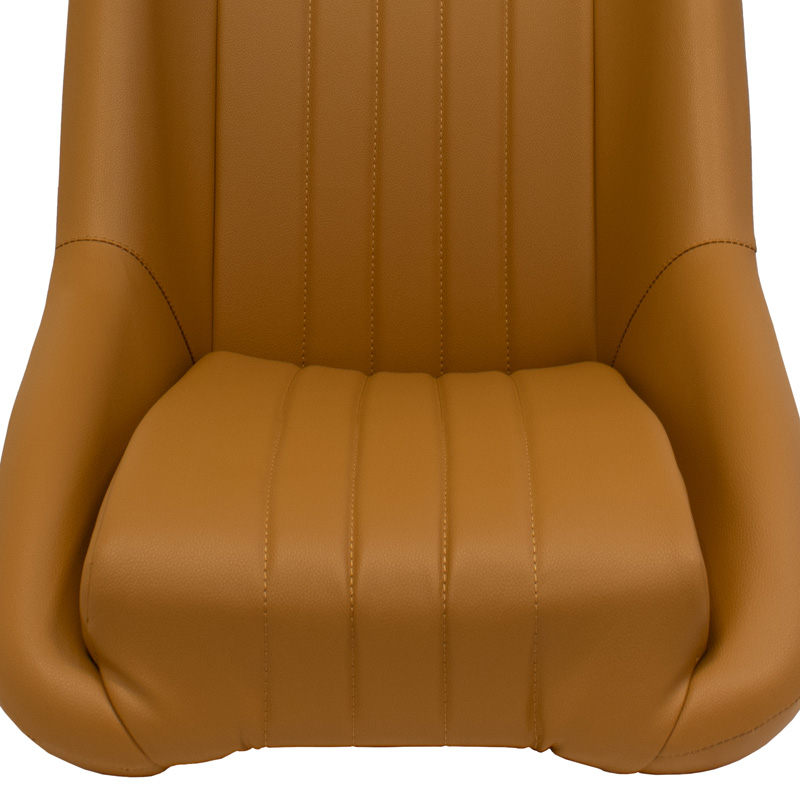 Siège baquet 'Classic' - Simili Cuir Beige - Dossier fixe + Appuie-tête - incl. glissières