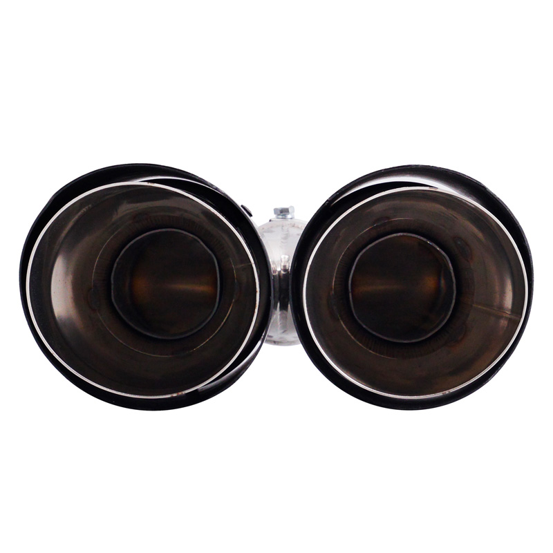 Simoni Racing Embout d'Échappement à droite Rond Double/Oblique Inox & Carbon - Ø102xL215-230mm - Montage ->40-63mm