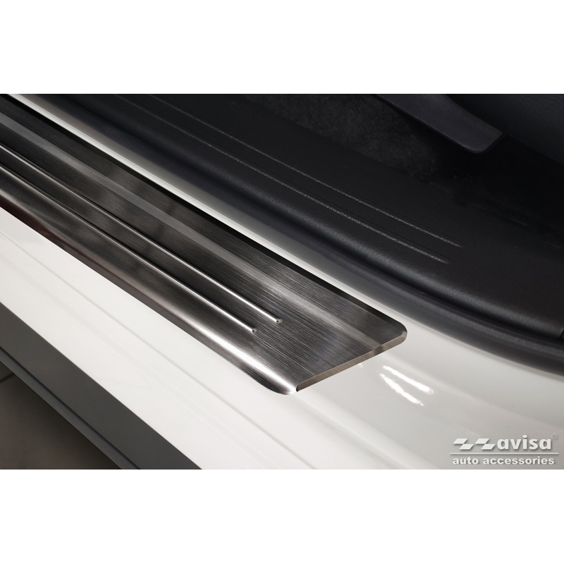 Seuils de portes inoxydable noir sur mesure pour Mazda CX-60 (KH) 2022- - 'Lines' - 4-pièces