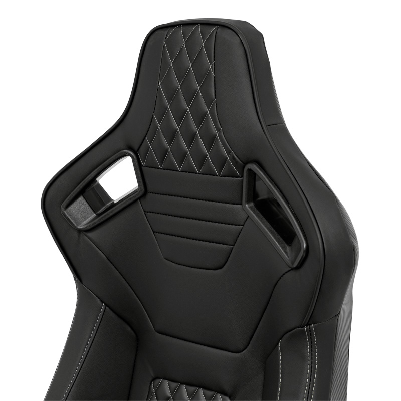 Siège baquet 'AK' - Simili Cuir Noir + Surpiqûres argent - Dossier réglable - incl. glissières