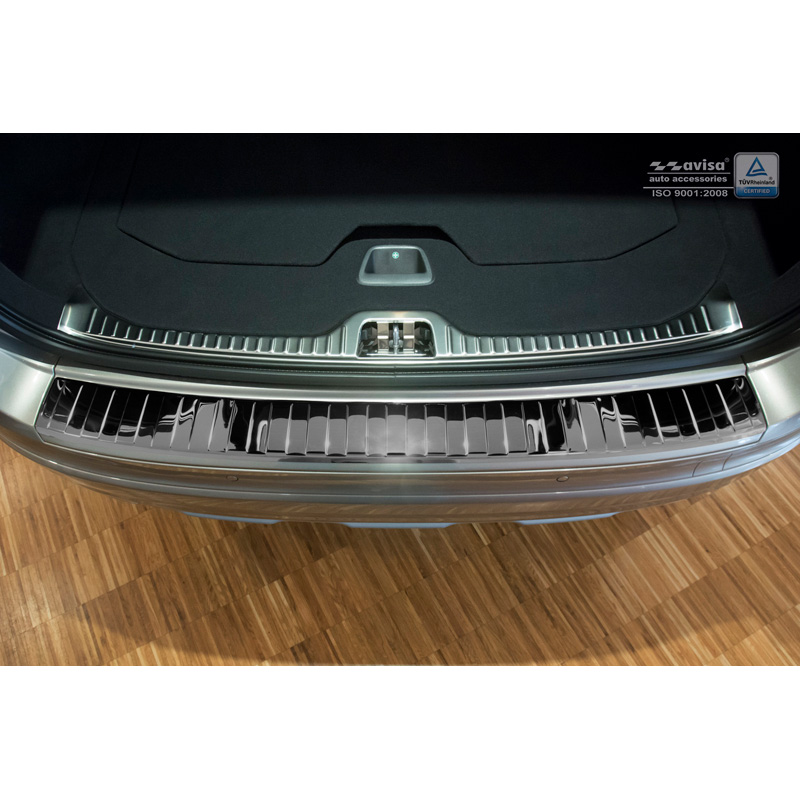 Protection de seuil arrière inox Noir-Chromé sur mesure pour Volvo XC60 2013-2016 'Ribs'